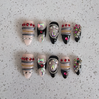 Kit de Nail Art DIY 100% Fait Main – 10 Faux Ongles Acryliques à Presser, Designs Variés pour Doigts, Sélection Aléatoire
