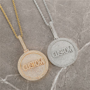 <span class=keywords><strong>2025</strong></span> baru DIY liontin huruf nama kustom besar perhiasan Hip Hop kuningan es keluar CZ kalung personalisasi - Product Image 5