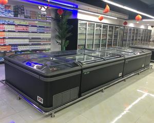 Exhibidor <span class=keywords><strong>Horizontal</strong></span> Tipo Isla para Supermercado, Refrigerador con Puerta de Vidrio para Exhibición de Helados y Congeladores - Product Image 3