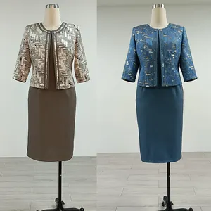 Newest Quality turkey women office dress plus size African church dresses two pieces set elegant women dress suit