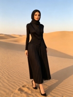 Robe longue plissée Miyaki Turquie de haute qualité, élégante et sobre, couleur unie, grande taille, pour femme, décontractée ou de soirée