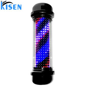 Kisen, venta al por mayor, poste <span class=keywords><strong>de</strong></span> barbero rojo y azul, letrero giratorio Led completo, altura y Color personalizados para barbería - Product Image 4
