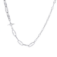Collier unisexe en acier inoxydable avec pendentif étoile ajouré style patchwork, accessoire tendance hip-hop de luxe léger haut de gamme