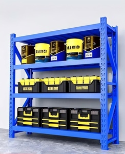 Estantería de Almacenamiento de Acero Resistente de Cuatro Niveles Ajustable, Unidad de Estanterías para Garaje, Uso Doméstico y en Almacenes, Color Azul - Product Image 1