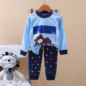 Otoño Invierno conjunto íntimo para niños niñas pijamas de algodón puro pantalones largos patrón de dibujos animados ropa de casa para bebé Envío Directo - Product Image 6