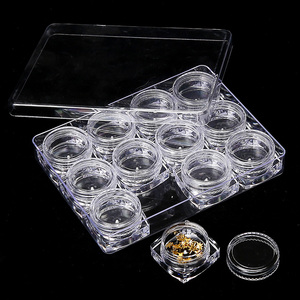 Boîte de rangement vide carrée transparente en plastique pour strass de nail art, bijoux et perles, organisateur de manucure pour salon, support de rangement pour outils - Product Image 5