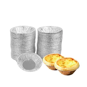 60ML Disposable Aluminum Foil Food Grade Round Baking Egg Tart Tray Tin Pie Pans