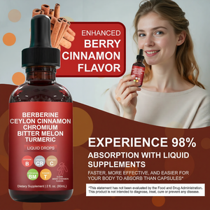 Suplemento Herbal <span class=keywords><strong>en</strong></span> <span class=keywords><strong>Gotas</strong></span> Líquidas de Berberina y Canela de Ceilán de Marca Privada OEM para Mujeres, Energía y Apoyo Inmunológico, 60 ml, Sabor a Bayas - Product Image 4