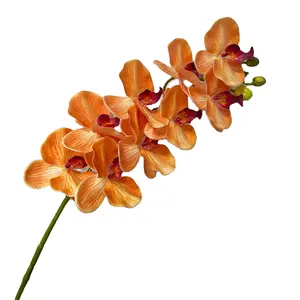CNF 9 Big Head Flowers Wedding Favors Phalaenopsis Real Touch Artificial Flowers Orchid Stem