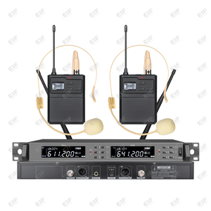 Système de microphone sans fil OEM EIF à double canal et styles multiples, dynamique et à condensateur, idéal pour les performances scéniques en duo, modèle HD-1000 - Product Image 4