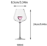 Verres à vin en forme de cœur rose romantique soufflés à la main verres à champagne transparents en borosilicate