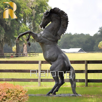 Statue de cheval dansant en cuivre bronze grandeur nature RELONG pour la décoration de jardin extérieur