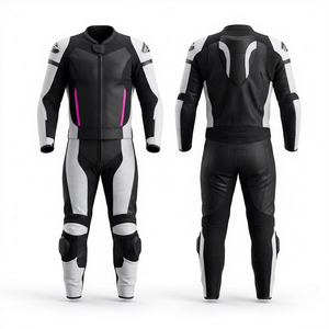 Traje de Motociclismo de Cuero para Hombre, Diseño Color Block, Manga Larga, Resistente al Viento, Equipo de Protección para Conducir - Product Image 5