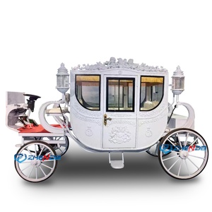 Luxury <b>White</b> Embossed Electric 6-Person Solid Rubber <b>Tires</b> Carriage European Wedding Tour Wagon - Product Image 3