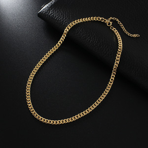 Kalung Rantai <span class=keywords><strong>Curb</strong></span> <span class=keywords><strong>Link</strong></span> Kuba Wanita, Potongan Berlian Emas untuk Perempuan - Product Image 4