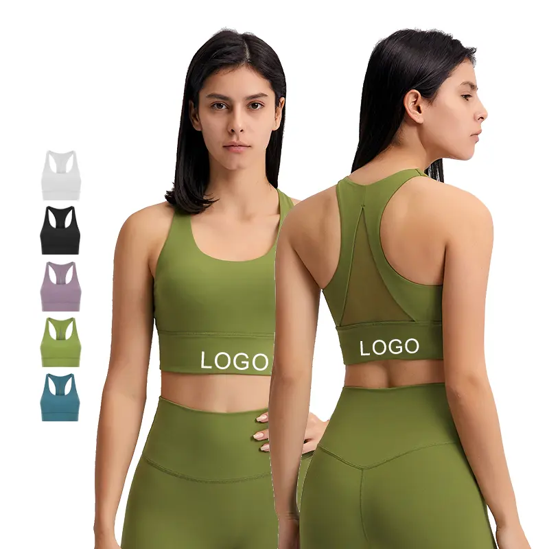 Custom Logo High Impact Mesh High Support Shockproof Wide Shoulder Straps Workout Yoga Top Fitness Sports Bra