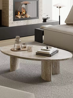 Table à café/thé en travertin naturel Wabi Sabi, décoration moderne de luxe pour villa, petit salon, maison, maison d'hôtes