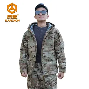 Großhandel Winter Combat Tactical Green / Black Camouflage Uniform Jacke Hose Uniform Mit Red Flame Heat Reflection Anzug