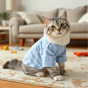 Chemise pour animaux de compagnie de style japonais, bleue, respirante, printemps, pour chats et chiens - Product Image 2