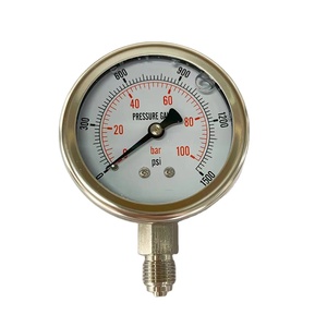 <strong>Hydraulic</strong> Water <strong>Pressure</strong> <strong>Gauge</strong> 0-100bar/1450psi - Glycerin Filled, Stainless Steel, 1/4" NPT, IP65 Rated - Product Image 1