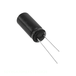 Condensateur à traversée radiale 470uF 20% 50V, canal fabricant 470uF 50YXG470MEFCT810X28, en aluminium, à montage traversant - Product Image 1