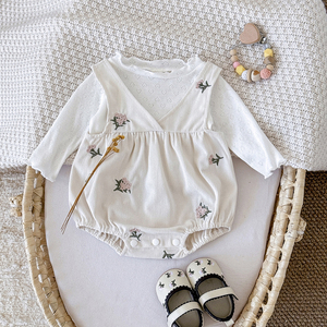 Costume d'<span class=keywords><strong>escalade</strong></span> deux pièces brodé de fleurs pour femmes T-shirt évidé à manches longues Simple nouveau printemps automne respirant - Product Image 4