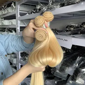 Goodluck sıcak satış çift çizilmiş Remy atkı ham bakire demetleri insan saçı postiş yüksek kalite manikür hizalanmış saç dokuma