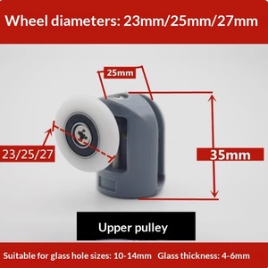 <span class=keywords><strong>Rail</strong></span> <span class=keywords><strong>de</strong></span> <span class=keywords><strong>guidage</strong></span> moderne en acier inoxydable et plastique, réglable, silencieux et durable, avec roue simple pour porte coulissante d'angle <span class=keywords><strong>de</strong></span> douche en verre. - Product Image 2