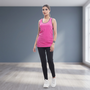 เสื้อยืดแขนกุดสีชมพูและสีเทาแบบทูโทน คอลเลคชั่นใหม่ปี 2026 ผลิตจากผ้าฝ้ายออร์แกนิค ชุดโยคะ ชุดออกกำลังกาย ผ้าออร์แกนิค - Product Image 2