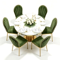 Chaise d'événement de luxe en velours vert avec dossier coquille et accents dorés en acier inoxydable pour mariage, banquet, location, hôtel, vente en gros d'usine