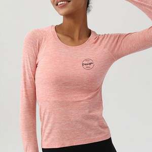 Venta al por mayor de ropa deportiva informal con logotipo personalizado para mujer de alta calidad elástico en blanco algodón Spandex personalizado Camiseta de manga larga - Product Image 3