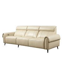 Mehrfarbiges 3-Sitzer Leder-Sofa mit elektrischer Liegefunktion, USB- und Typ-C-Ladeanschluss, Moderne Sofas für Wohnzimmer, Hotel, Büro