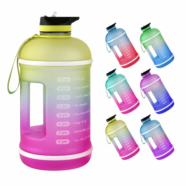 1 Gallon Motivational Water Bottle Gym Bottle One Gallon Gym Motivational Water Bottle 128oz Sleek with Straw BPA Free Plastic