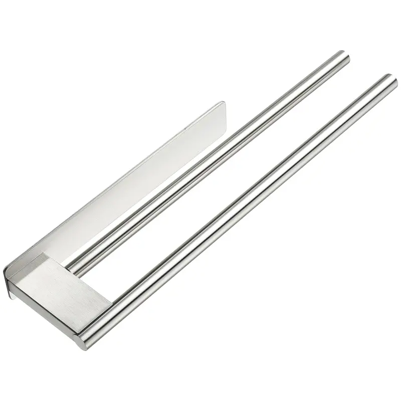 Bathroom non perforated self adhesive towel rack holder 304 stainless steel Kitchen double towel hanger