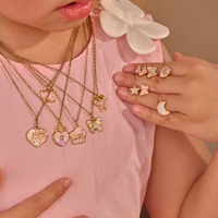 Ensemble de bijoux pour bébé fille, accessoires en acier inoxydable, fleur, nœud papillon, cœur, collier, boucles d'oreilles, pour cadeau