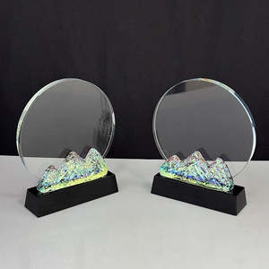 הסיטונאי מותאם אישית חדש קשת הר קריסטל מעגל זכוכית פרסים פלאק MH-NJ0322 - Product Image 5