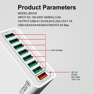 แท่นชาร์จเร็ว 65W 8 พอร์ต รองรับ QC5.0 และ QC3.0 สำหรับโทรศัพท์และแท็บเล็ต - Product Image 5