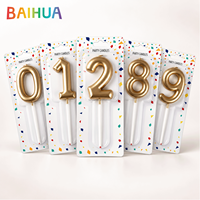Bougies d'anniversaire numérotées 0-9 en cire métallique dégradée sans fumée pour gâteau, idéales pour fêtes d'enfants et anniversaires, vente en gros OEM