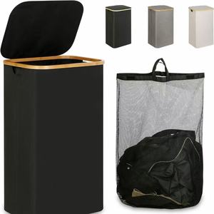 Laundry <b>basket</b> with lid, pulsator, flip-top, universal, household, balcony, simple, portable, moisture-proof - Product Image 1