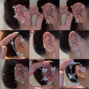 Pendientes de <span class=keywords><strong>Oreja</strong></span> con Forma de Mariposa con Diamantes de Imitación al Estilo Coreano, Más Vendidos en AliExpress, Aleación Galvanizada, para Mujer, <span class=keywords><strong>Sin</strong></span> Agujeros en las Orejas - Product Image 2