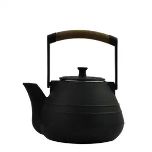 高品质1400毫升黑色中式铸铁茶壶搪瓷涂层茶壶出售