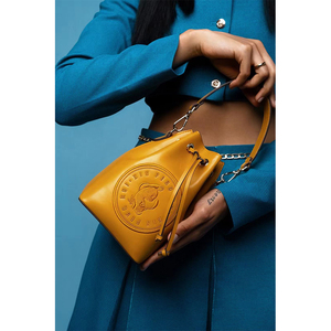 カスタムロゴOem BSCI認定ミニドローストリング女性ビーガンレザーボウリングハンドバッグ女性ショルダーメッセンジャーバッグバケットバッグ - Product Image 4