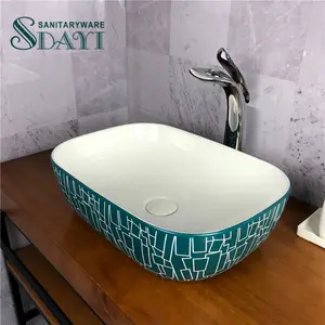 陶瓷浴室matt绿色洗手盆金盘洗手盆