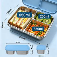 Boîte à lunch pour nouveau-né en acier inoxydable 304, couvercle hermétique, conteneur alimentaire portable, 3 compartiments, bureau, voyage, OEM personnalisé