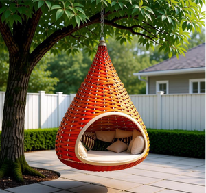 Silla Columpio Metálica para Exterior, Tumbona de Ratán, Columpios de Patio, Silla Balancín Tipo Huevo, Hamacas, <span class=keywords><strong>Hamaca</strong></span> Colgante, Cama Colgante para Gatos - Product Image 1