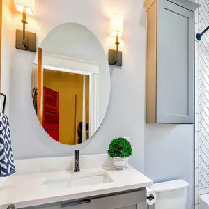 3D DIY家居浴室亚克力贴纸反光表面椭圆形图案墙贴镜面贴纸家居浴室装饰