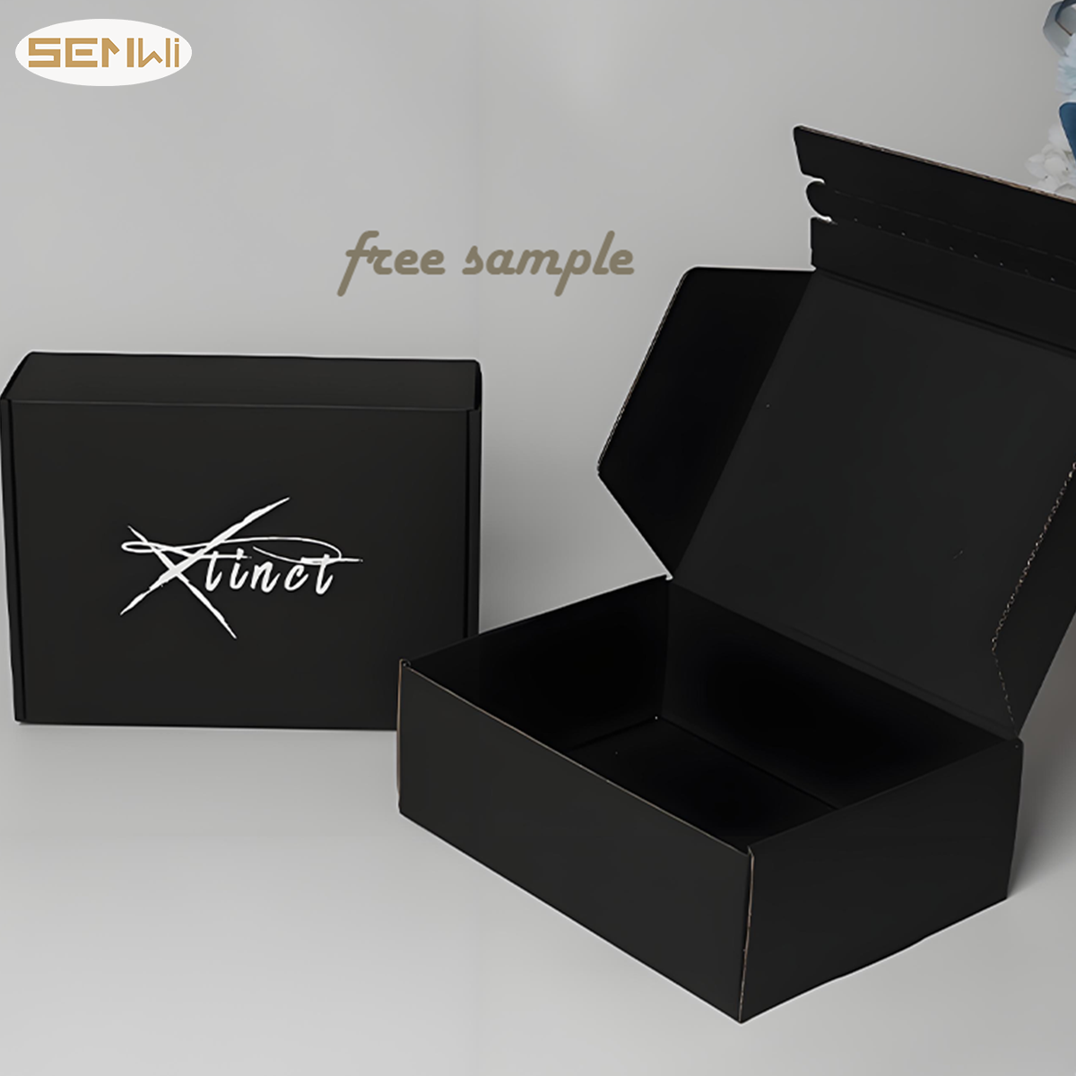 Premium Matte Black Corrugated Shipping Box Custom Logo High-End 4C Embossing Sponge Liner For E-commerce Socks Packaging