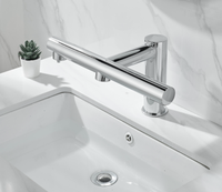 Robinet chromé sans contact trois-en-un : Robinet d'eau + Distributeur de savon + Sèche-mains haute vitesse, avec cartouche en céramique, à poser sur comptoir