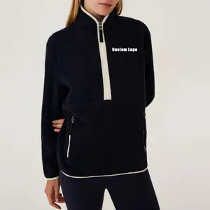 OEM cao cấp Phụ Nữ Sherpa lông cừu nén hoodie Áo nỉ phụ nữ mềm cực Fleece hoodie với túi áo khoác