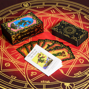 Nouveau jeu de cartes de tarot en feuille d'or noir céleste Star Whisper, jeu de cartes de société en PVC imperméable avec boîte pour la vente en gros d'oracles - Product Image 2